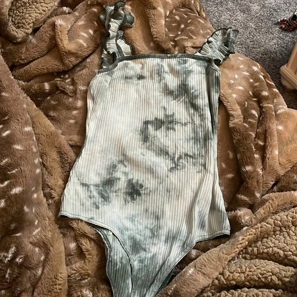Green tie dye bodysuit